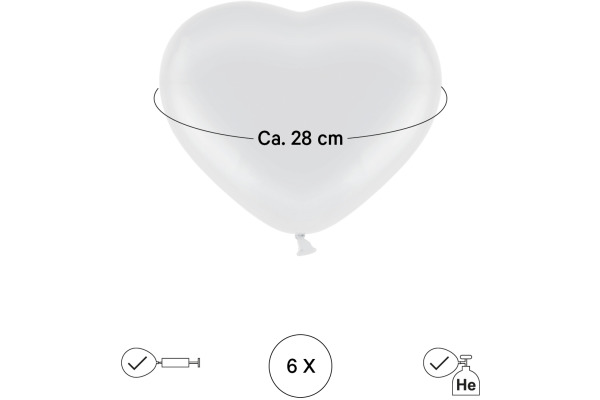 I AM CREA Ballons Herz 27cm 1000-1074 weiss 6 Stück