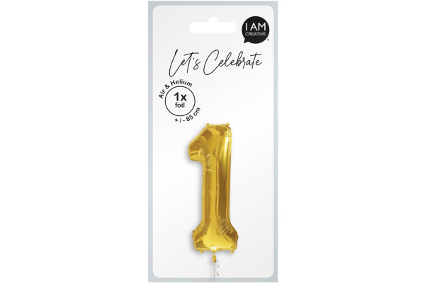 I AM CREA Folienballon Zahl 1 85cm 1000-1044 gold