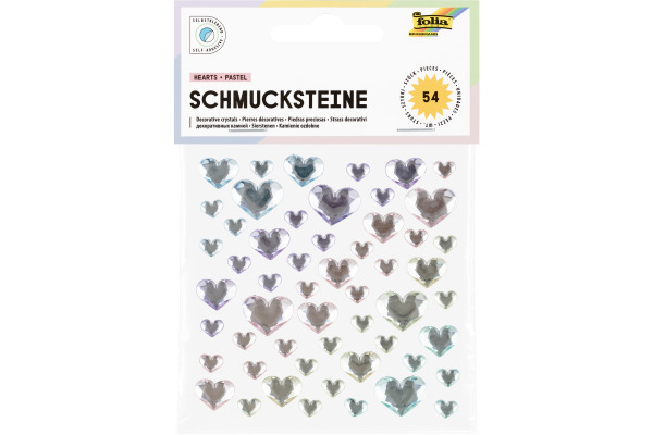 FOLIA Schmucksteine Hearts Pastel 12312 selbstklebend 54 Stück