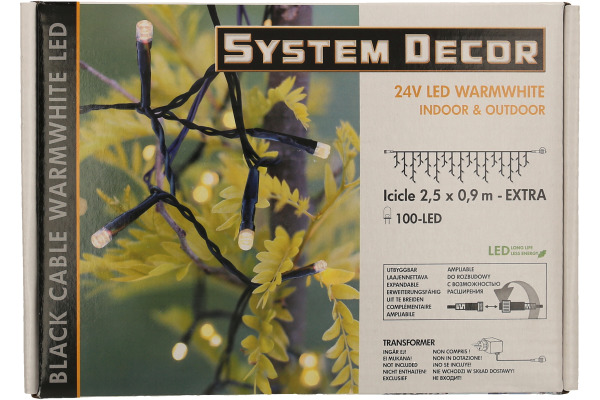 STARTRADI System Decor Lichterkette 2.5m 495-31 Extra, Icicle, schwarz