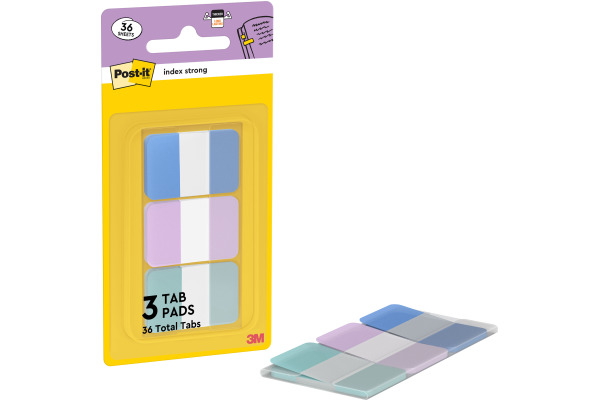 POST-IT Haftstreifen Index 25.4x38.1mm 6863COAST Strong, pastell 3x12 Blatt