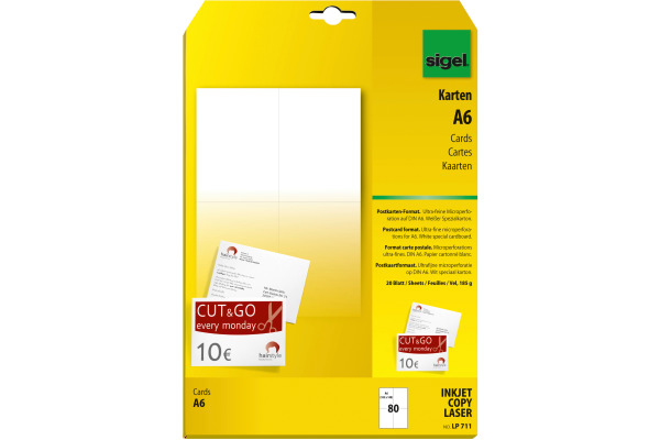 SIGEL Postkarten A6 LP711 weiss, 185g 80 Stück