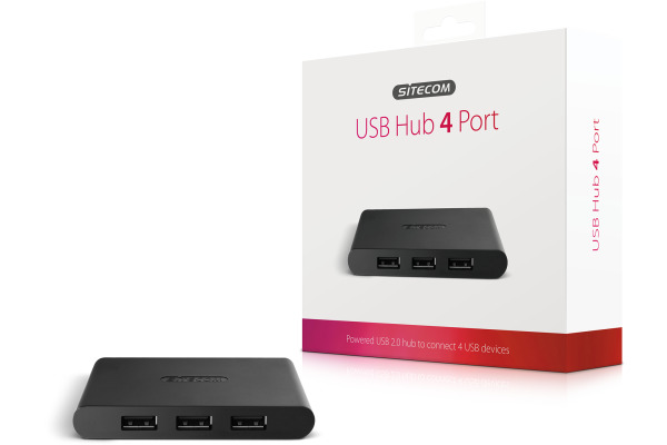 SITECOM USB 2.0 Hub 4 Port CN-081 Incl. Power adapter