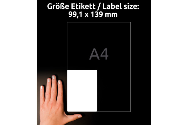 AVERY ZW. Etiketten 99.1x139mm L4774-20 wetterfest, weiss 20 Blatt