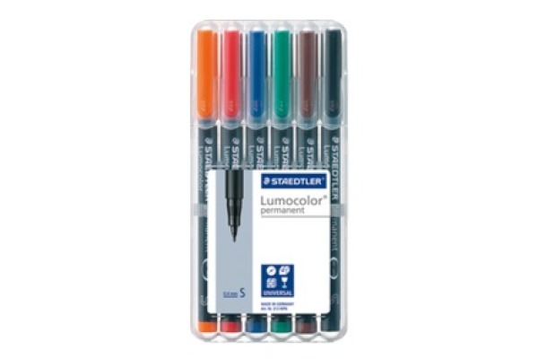 STAEDTLER Lumocolor permanent S 313-WP6 6 Farben ass.