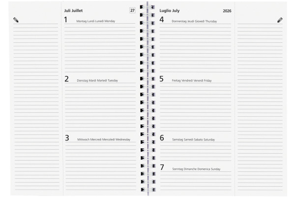 BIELLA GA Bi Jour Wire-O 2026 808520000 2T/1S Cylar ML 14.5x20.5cm