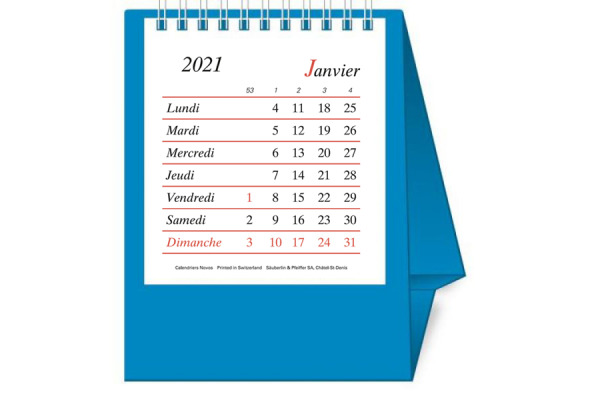 NOVOS Tischkal. Pro Bristol F. 2027 508035 1M/1S hellblau FR 11.5x14cm