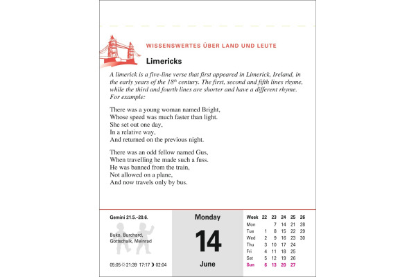 HARENBERG Abreisskalender 2027 211080027 Englisch DE, EN 12.5x16cm