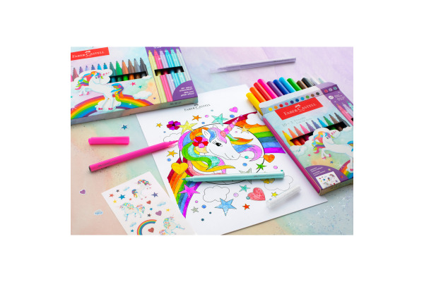 FABER-CA. Filzstifte Einhorn 554221 inkl. Sticker 24 Stück