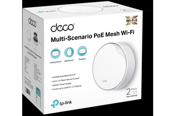 TP-LINK WHMesh Wi-Fi 6 System, PoE DECOX50P2 AX3000