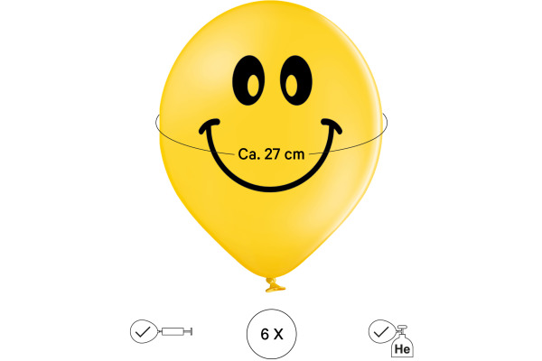 I AM CREA Ballons Smileys 27cm 1000-1071 gelb 6 Stück