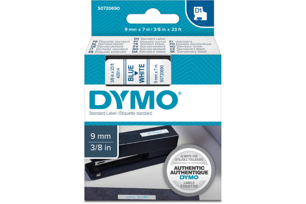 DYMO Schriftband D1 S0720690 blau/weis 9mm/7m