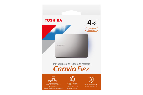 TOSHIBA HDD CANVIO Flex 4TB HDTX240ES USB 3.2 2.5 inch warm silver