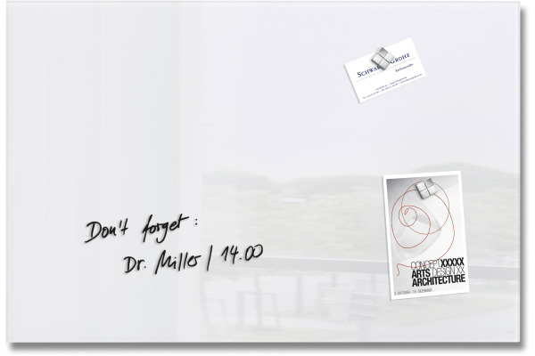 SIGEL Magnettafel Glas GL121 weiss 600x400x15mm