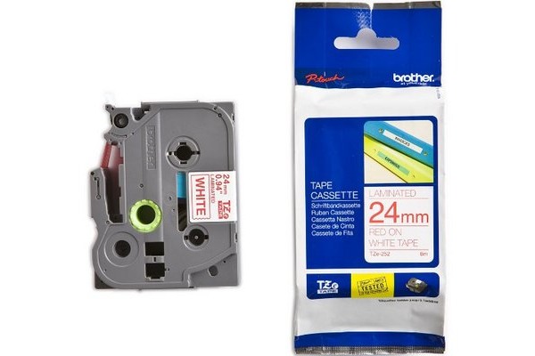 PTOUCH Band, laminiert rot/weiss TZe-252 PT-2450DX 24 mm