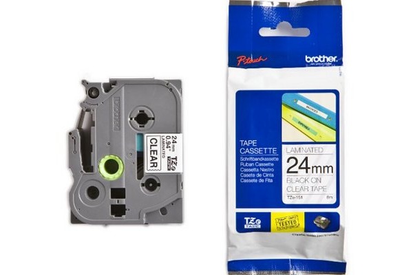 PTOUCH Band, laminiert schwarz/klar TZe-151 PT-2450DX 24 mm