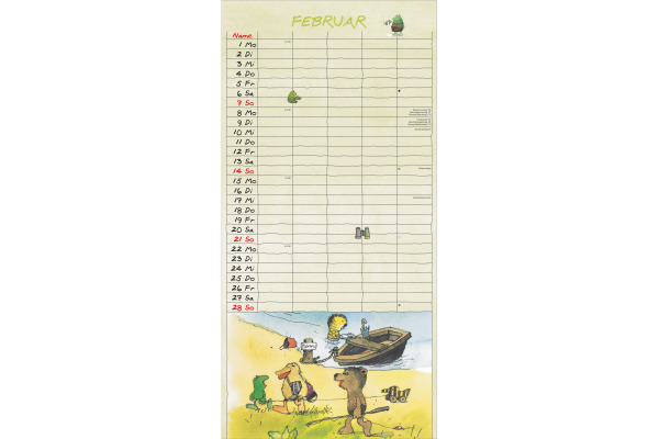 ALPHA EDI Familienplaner Janosch 2027 161179 1M/1S ML 5 Spalten 22x45cm