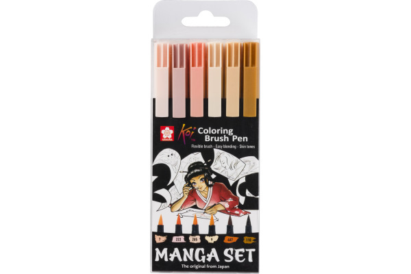 SAKURA Brush Pen Koi Colouring POXBRMAN6 Manga-Set 6 Stück