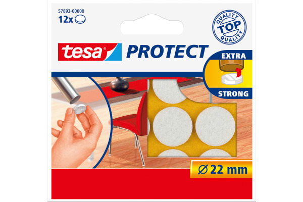 TESA Filzgleiter Protect 22mm 578930000 weiss, rund 12 Stück