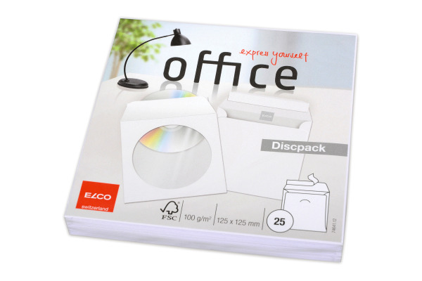 ELCO CD Discpack FSC 125x125mm 74641.12 weiss, 100g, Kleber 25 Stück