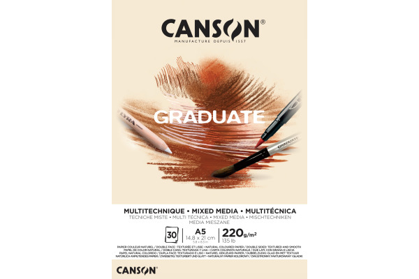 CANSON Graduate Mixed Media A5 400110367 20 Blatt, beige, 220g