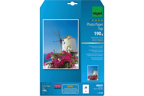 SIGEL InkJet Fotopapier A4 IP684 190g,matt, weiss 20 Blatt
