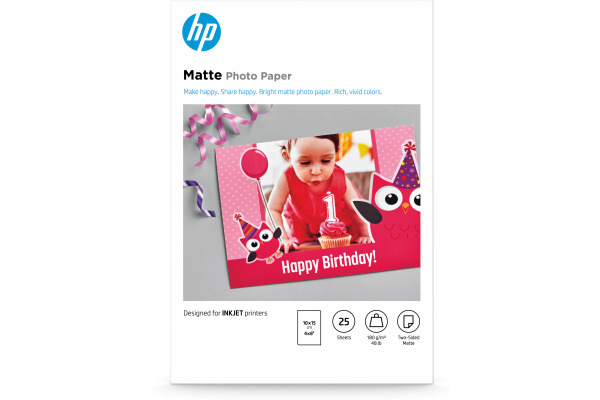 HP HP Matte Photo Paper 10x15cm 7HF70A InkJet, 180g 25 Blatt