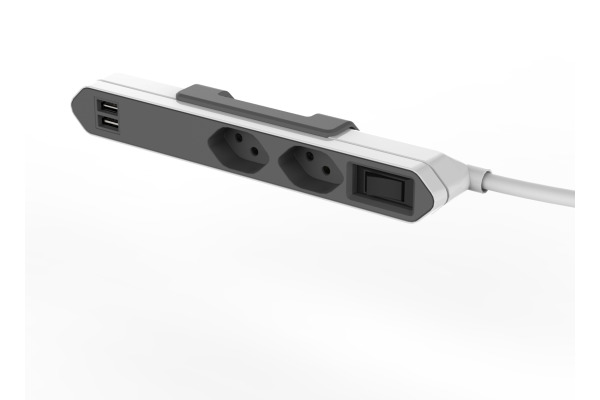 POWERC Socket-rail grey/white 66.9122 2xT.13 2xUSB 5V 2.1A