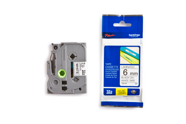 PTOUCH Band, laminiert schwarz/weiss TZe-211 PT-1280VP 6 mm