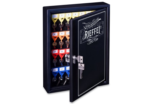 RIEFFEL Schlüsselkasten KyStor schwarz A15755 35x27x6,5cm 42 Haken