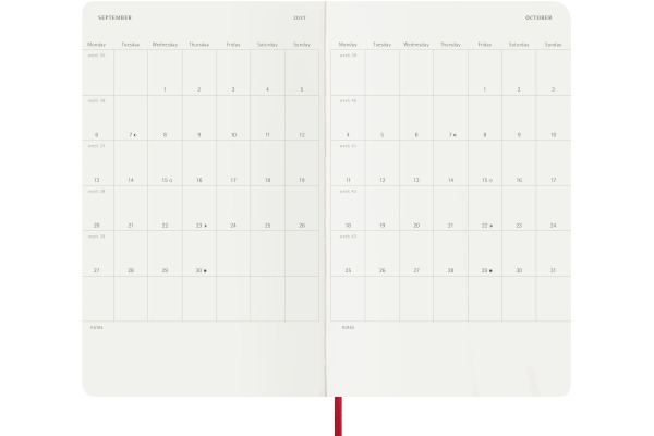 MOLESKINE Wochen-Notizkalender 26/27 DSF218WN3 18M liniert SC rot 13x21cm