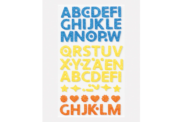 FOLIA Moosgummi Sticker 23776 Glitter Letters 128 Stück