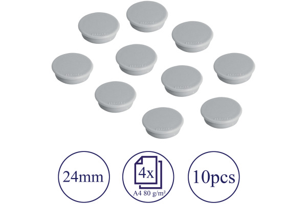 FRANKEN Haftmagnete 24mm HM20 12 grau 10 Stück