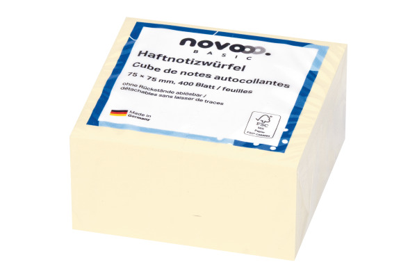 NOVOOO Haftnotizen Basic 75x75mm 5820-01 gelb 400 Blatt