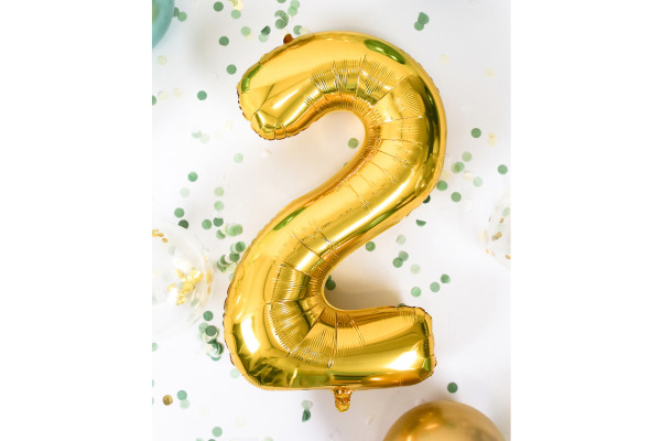 I AM CREA Folienballon Zahl 2 85cm 1000-1047 gold