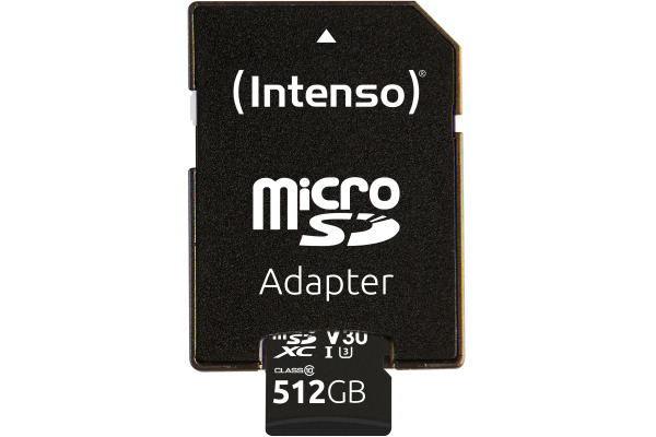 INTENSO Micro SDXC Card PRO 512GB 3433493 with adapter, UHS-I