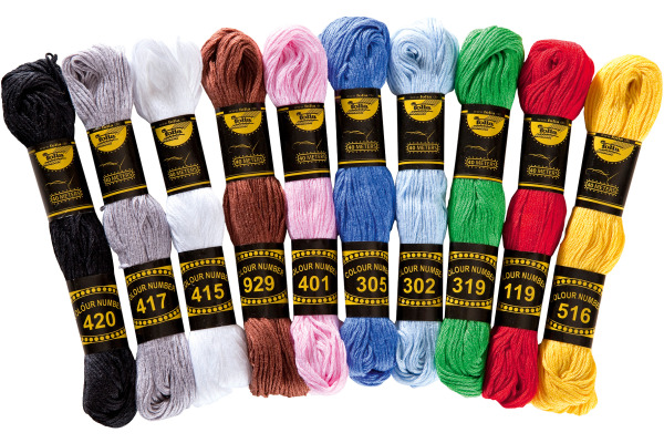 FOLIA Stickgarn 10 Stk. à 40m 23992 Basic, 10 Farben ass.