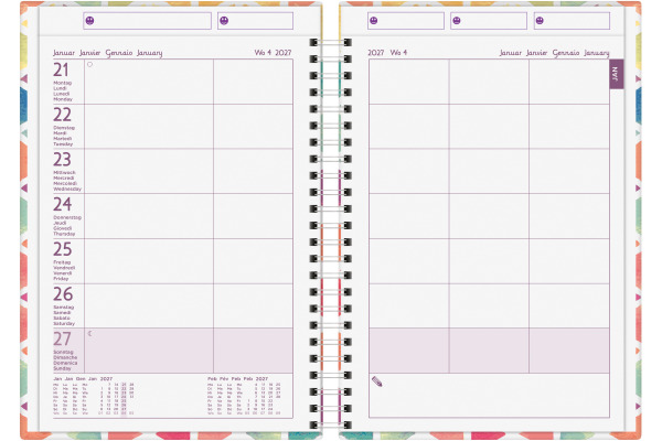 BIELLA Family Organizer Wire-O 2027 809535000 1W/2S farbig ML 14.5x20.5cm