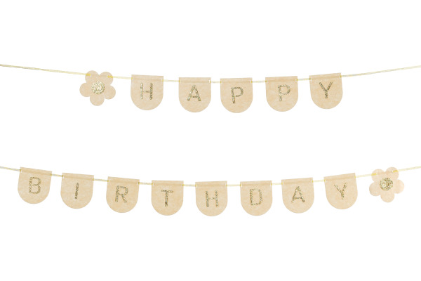 PARTYDECO Girlande Happy Birthday 3m GRLF3 Filz, rosa