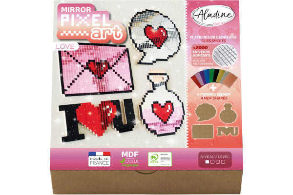 ALADINE Pixel Art Set Love 85627 Spiegel-Mosaik 4 Stück