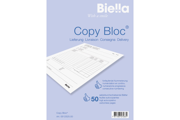 BIELLA Liefers. COPY-BLOC D/F/I/E A5 51252500U selbstdurchschreib. 50x2 Blatt