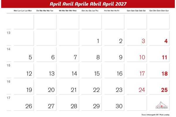 CALENDARI Bildkalender 2027 36205823 Engadin ML 40x31cm