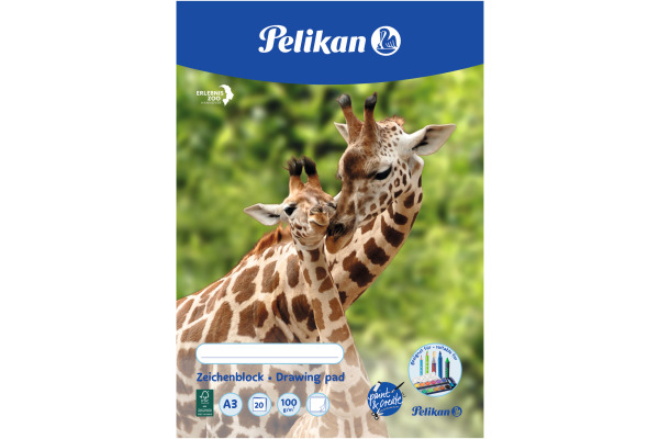 PELIKAN Zeichenblock A3 224840 assoriert, 100gr. 20 Blatt