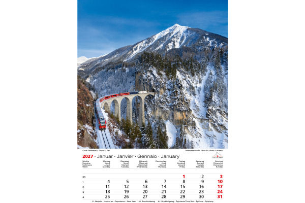 CALENDARI Bildkalender 2027 36206127 Swiss Souvenir ML 23x31.5cm