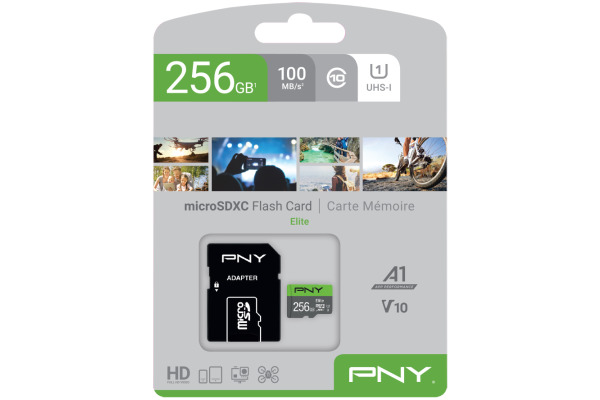 PNY micro-SDXC Elite 256GB PSDU256V1 UHS-I U1/A1(V10)& SD adapter