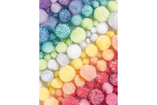FOLIA Pompons Mix pastel 300g 50349 Jumbo Pack, 1.5-4cm
