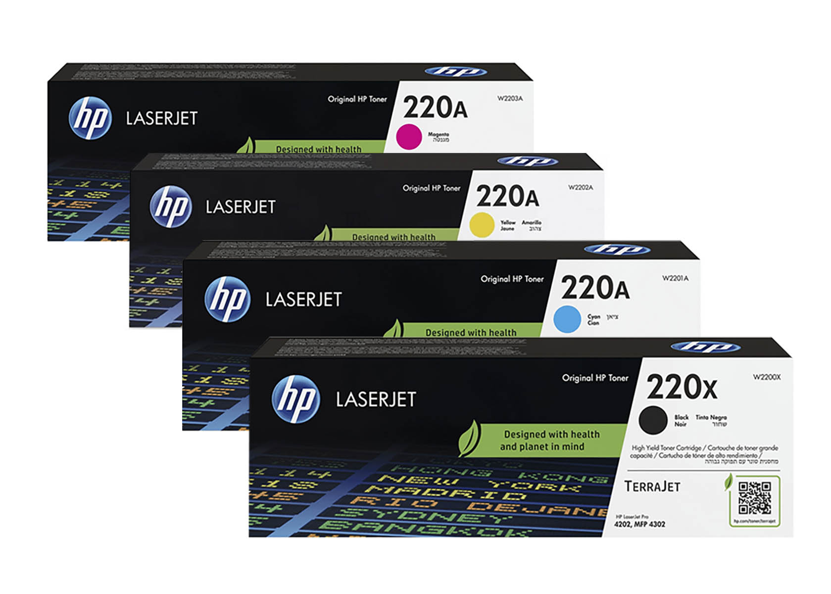 Original HP 220X-220A SET / W2200X-W2200A SET Multipack / Set mit allen vier Farben