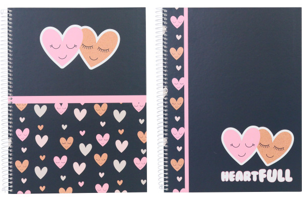 ANCOR Spiralbuch Hardcover A4 118285 B'LOG HEARTS,liniert 80 Blatt