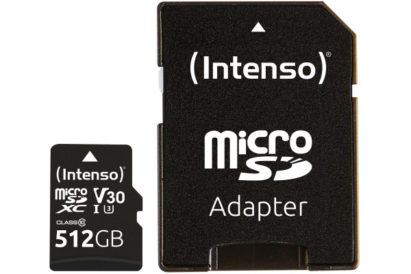 INTENSO Micro SDXC Card PRO 512GB 3433493 with adapter, UHS-I