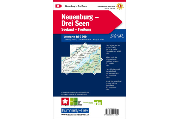 KÜMMERLY Velokarte 325902408 Neuenburg Drei Seen 1:60'000
